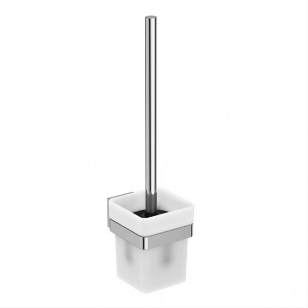 Ideal Standard IOM Square Wall Mounted Toilet Brush & Frosted Glass Holder