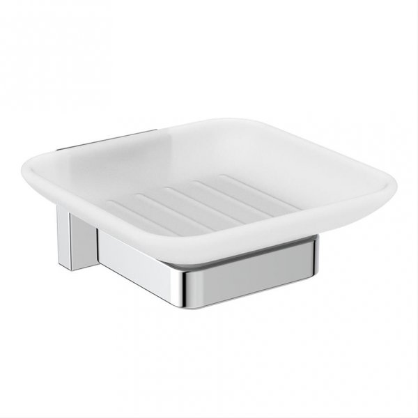 Ideal Standard IOM Square Frosted Glass Soap Dish & Holder