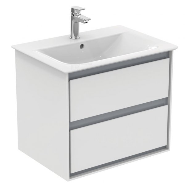 Ideal Standard Connect Air 600mm 2 Drawer Vanity Unit (Gloss White with Matt Grey Interior)