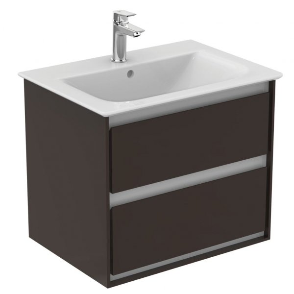 Ideal Standard Connect Air 600mm 2 Drawer Vanity Unit (Matt Dark Brown with Matt White Interior)