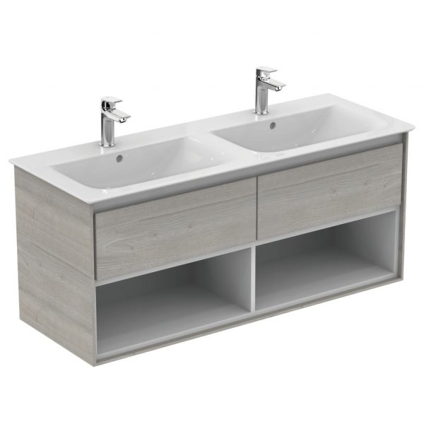 Ideal Standard Connect Air 1200mm Vanity Unit with Open Shelf (Light Grey Wood with Matt White Interior)