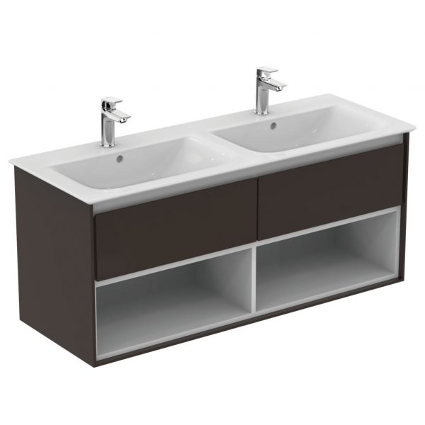 Ideal Standard Connect Air 1200mm Vanity Unit with Open Shelf (Matt Dark Brown with Matt White Interior)