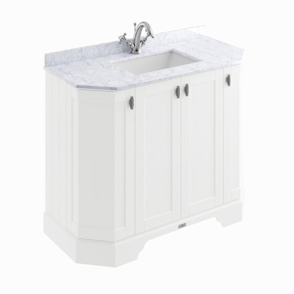 BC Designs Victrion 1000mm Nimbus White 4 Door Angled Basin Unit