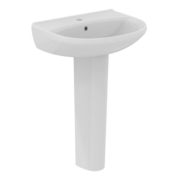 Ideal Standard Eurovit+ 1 Tap Hole Full Pedestal 550mm Basin