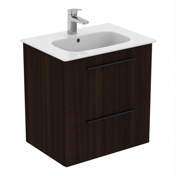 Ideal Standard i.life A Wall Hung 60cm 2 Drawer Coffee Oak Vanity Unit