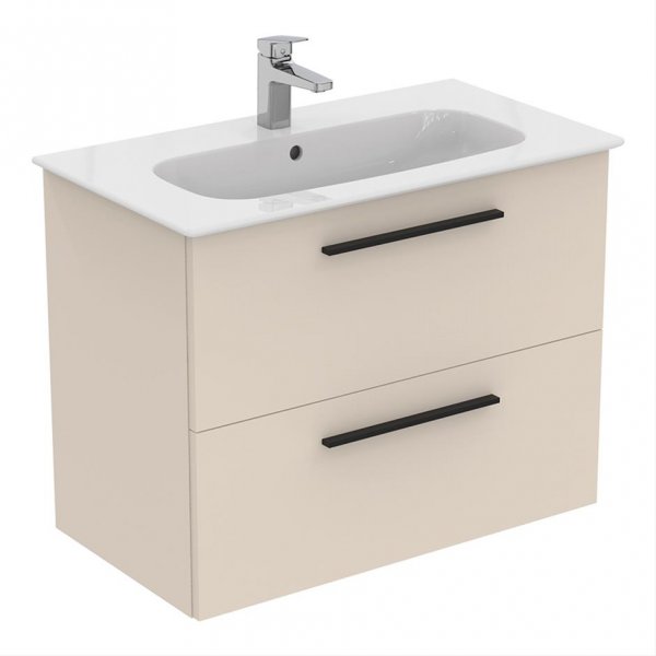 Ideal Standard i.life A Wall Hung 80cm 2 Drawer Matt Sandy Beige Vanity Unit