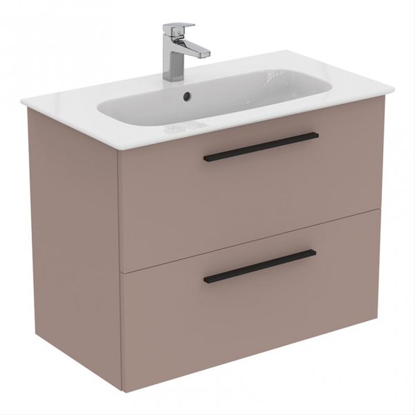 Ideal Standard i.life A Wall Hung 80cm 2 Drawer Matt Greige Vanity Unit