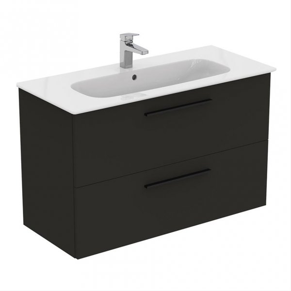 Ideal Standard i.life A Wall Hung 100cm 2 Drawer Matt Carbon Grey Vanity Unit