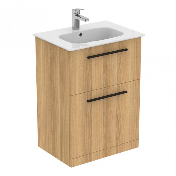 Ideal Standard i.life A Floorstanding 60cm 2 Drawer Natural Oak Vanity Unit