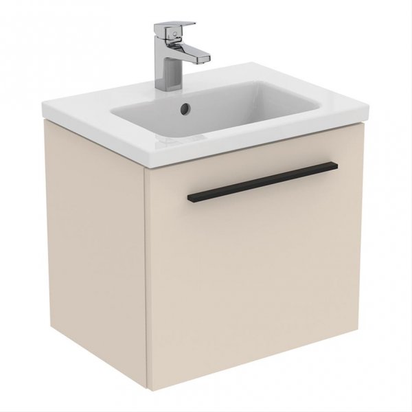 Ideal Standard i.life S Compact Wall Hung 50cm 1 Drawer Matt Sandy Beige Vanity Unit