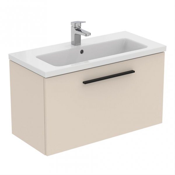 Ideal Standard i.life S Compact Wall Hung 80cm 1 Drawer Matt Sandy Beige Vanity Unit