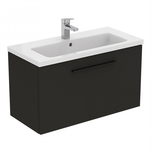 Ideal Standard i.life S Compact Wall Hung 80cm 1 Drawer Matt Carbon Grey Vanity Unit