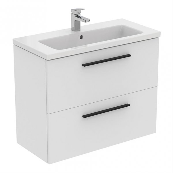 Ideal Standard i.life S Compact Wall Hung 80cm 2 Drawer Matt White Vanity Unit