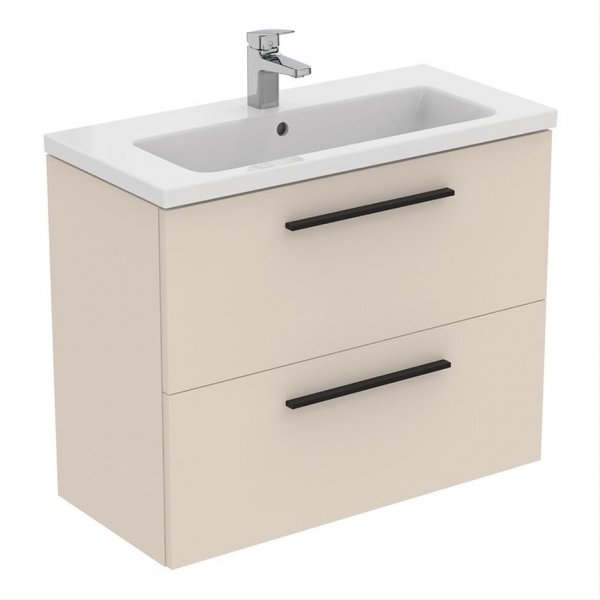 Ideal Standard i.life S Compact Wall Hung 80cm 2 Drawer Matt Sandy Beige Vanity Unit