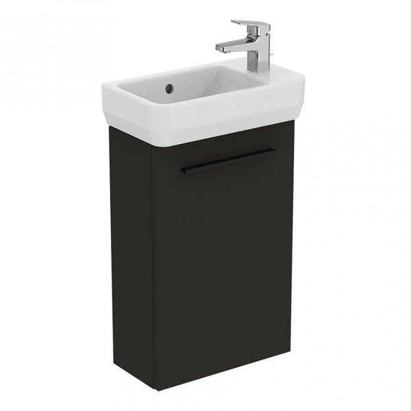 Ideal Standard i.life S Wall Hung 41cm 1 Door Matt Carbon Grey Guest Washbasin Unit