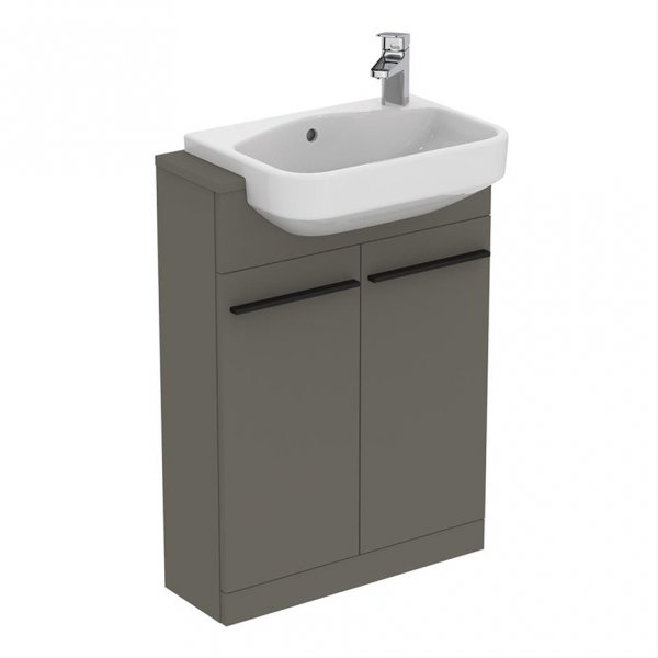 Ideal Standard i.life S 60cm Compact Semi-Countertop Matt Quartz Grey Washbasin Unit