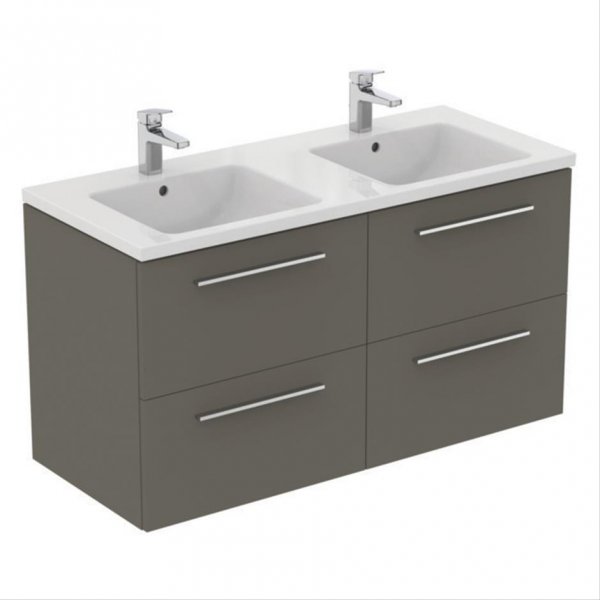 Ideal Standard i.life B Wall Hung 120cm 4 Drawer Matt Quartz Grey Vanity Unit