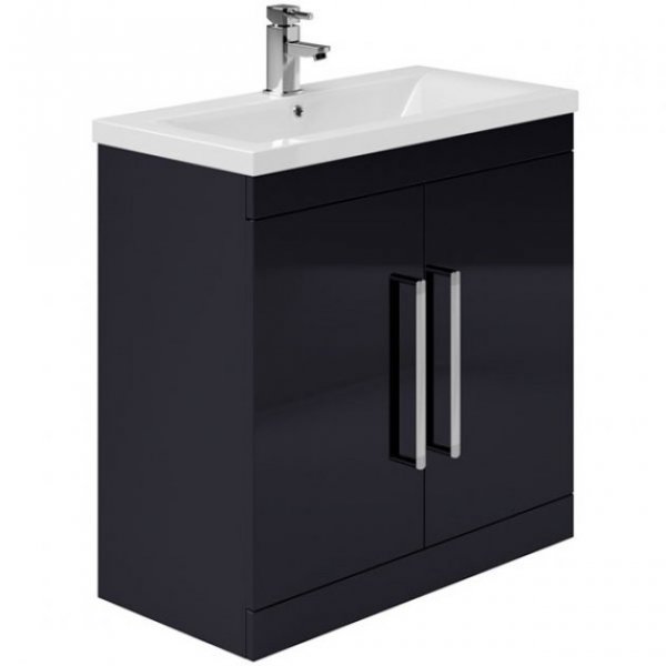 Essential Nevada 800mm Unit With Basin & 2 Doors, Indigo gloss