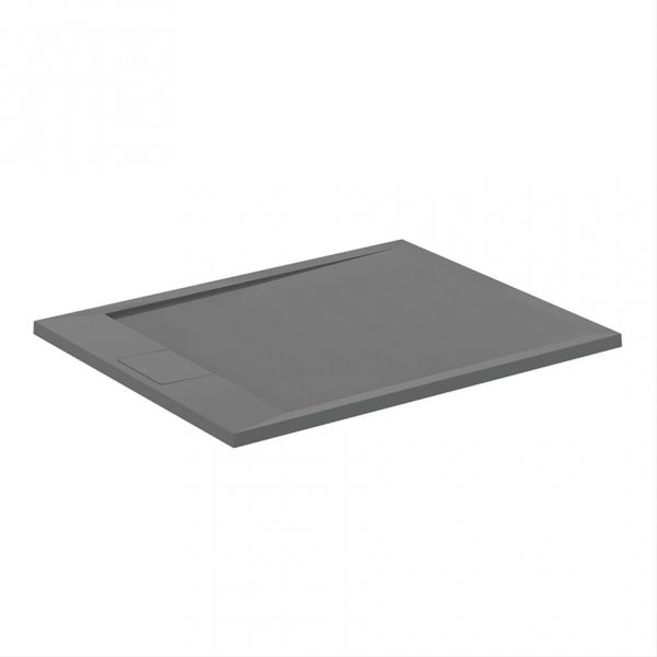 Ideal Standard i.life Ultra Flat S 1000 x 800mm Rectangular Shower Tray with Waste - Concrete Grey