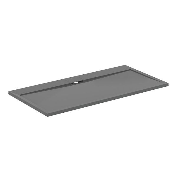 Ideal Standard i.life Ultra Flat S 1600 x 800mm Rectangular Shower Tray with Waste - Concrete Grey