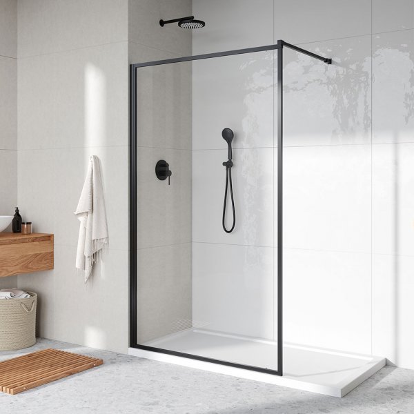 Roman Innov8 8mm 700mm Black Framed Wetroom Panel