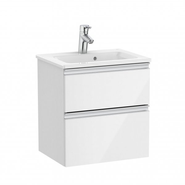 Roca The Gap Compact Gloss White 500mm 2 Drawer Vanity Unit with Basin