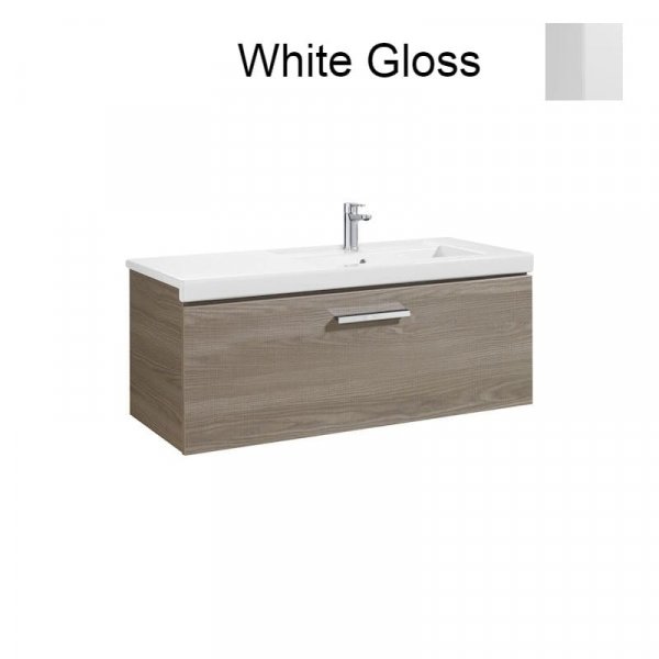 Roca Prisma Gloss White 1100mm Basin & Unit with 1 Drawer - Right Hand