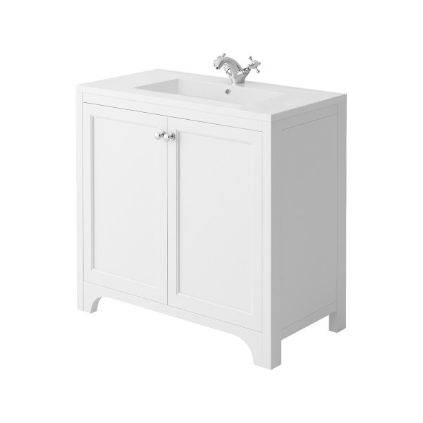 Harrogate Brunswick Arctic White 900mm Vanity Unit with Basin