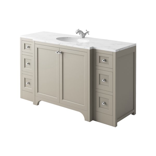 Harrogate Brunswick Dovetail Grey 1500mm Vanity Unit with Carrara Solid Surface Basin