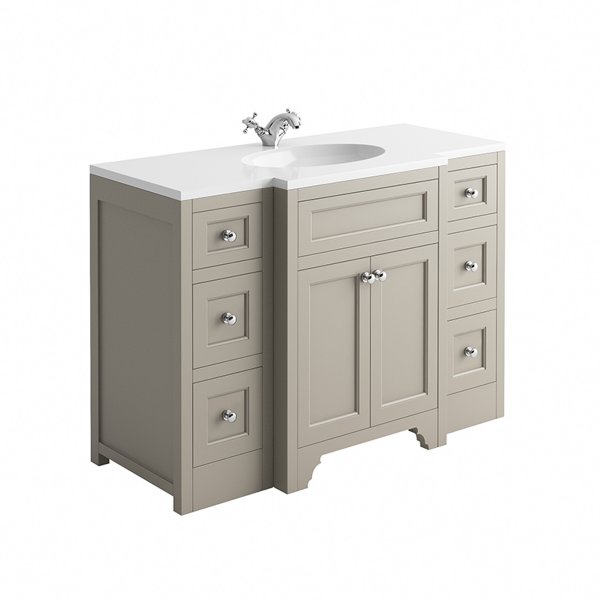 Harrogate Ripley Dovetail Grey 1200mm Vanity Unit & White Solid Surface Basin