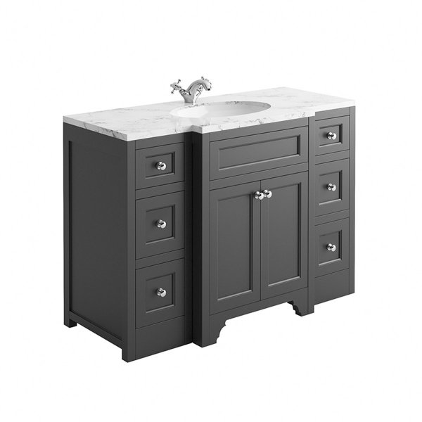 Harrogate Ripley Spa Grey 1200mm Vanity Unit & Carrara Solid Surface Basin