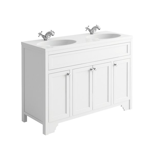 Harrogate Duchy Arctic White 1200mm Vanity Unit & Double Basin