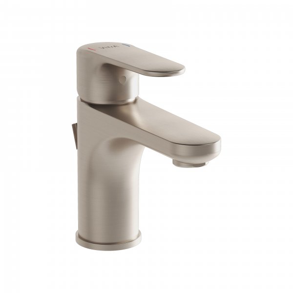 Vitra Root Compact Basin Mixer with Pop-up Waste - Brushed Nickel