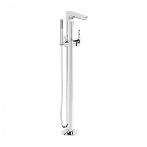 Vitra Root Floor-Standing Bath Mixer with Hand Shower - Chrome