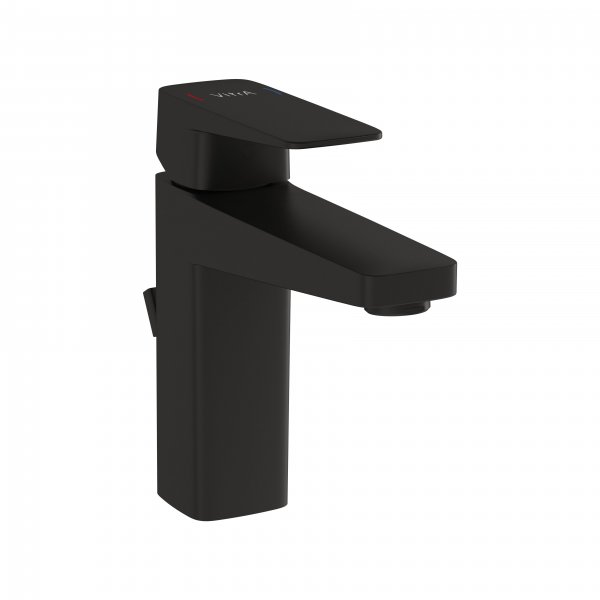 Vitra Root Square Basin Mixer with Pop-up Waste - Matt Black