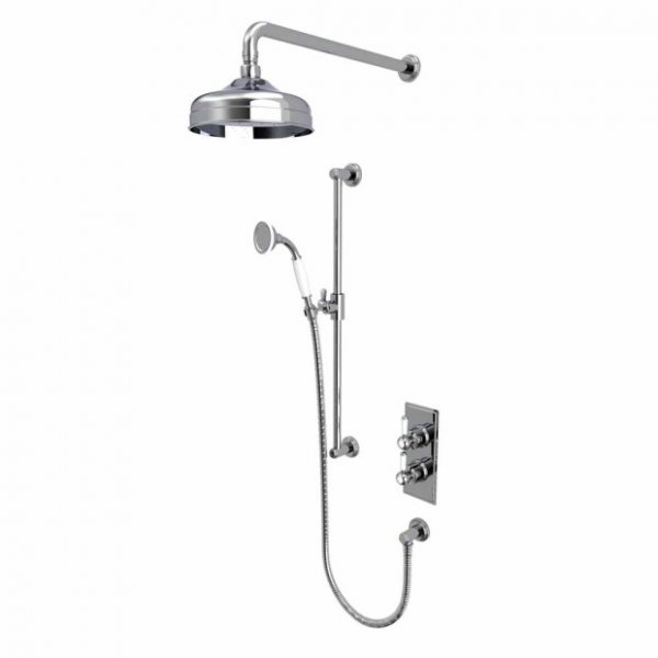 Tavistock Lansdown Dual Function Shower System with Riser Kit & Overhead Shower - Chrome