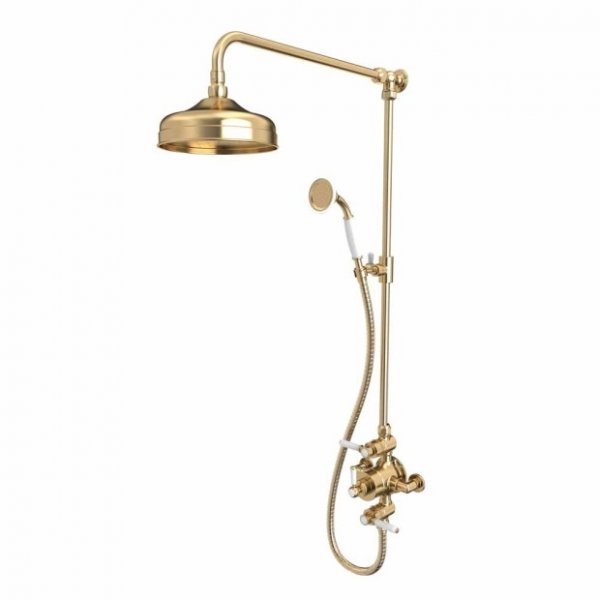 Tavistock Lansdown Dual Function Shower System with Overhead Shower & Handset - Brushed Brass
