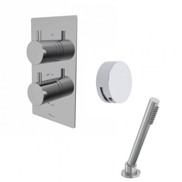 Tavistock Quantum Dual Function Shower System w/ O/Flow Bath Filler & Deck Mounted Handset Chrome