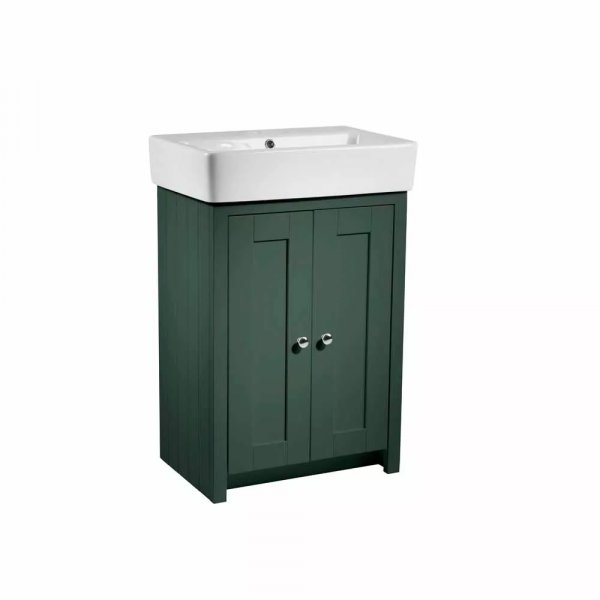 Tavistock Lansdown Sherwood Green 550mm Freestanding Unit & 2 Tap Hole Basin