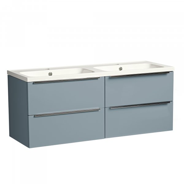 Tavistock Cadence Gloss Spruce 1200mm Wall Mounted Unit & Double Basin