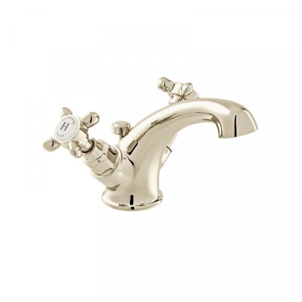 Booth & Co. Axbridge Cross Mono Basin Mixer with Pop-Up Waste - Nickel