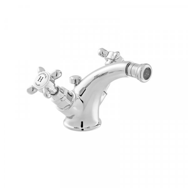 Booth & Co. Axbridge Cross Mono Bidet Mixer with Pop-Up Waste - Chrome