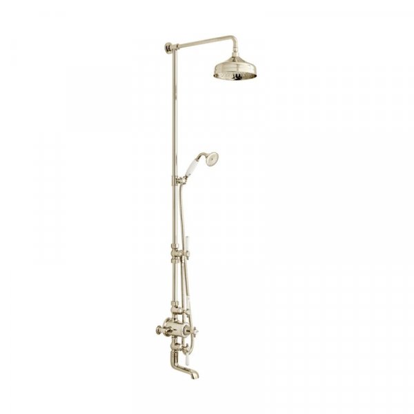 Booth & Co. Axbridge Cross 3 Outlet Exposed Shower Column with Bath Spout - Nickel