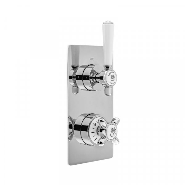 Booth & Co. Axbridge Cross 2 Outlet, 2 Handle Concealed Thermostatic Valve - Chrome