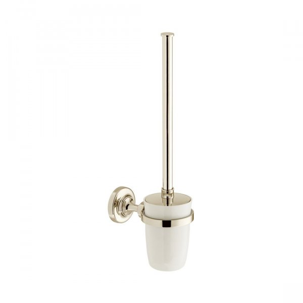 Booth & Co. Axbridge Toilet Brush and Ceramic Holder - Nickel