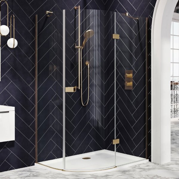 Dawn Athena Brass 1200 x 800mm Hinged Offset Quadrant Shower Enclosure