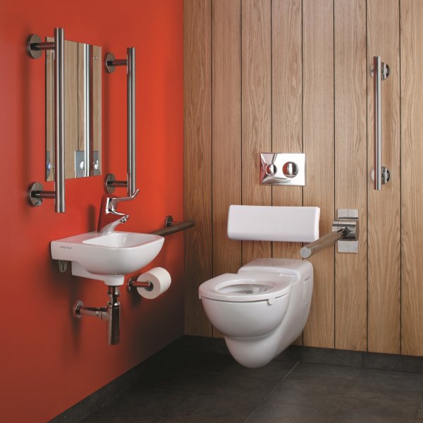 Armitage Shanks Contour 21 Doc M Wall Mounted Pack with Stainless Steel Rails - Left Hand