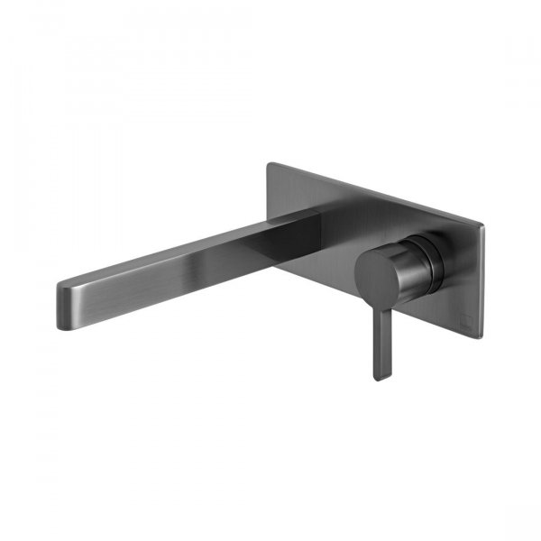 Vado Individual Edit Wall Mounted Single Lever Basin Mixer with Rectangular Backplate - Brushed Black