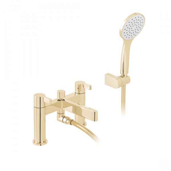 Vado Individual Edit Deck Mounted Bath/Shower Mixer + Shower Kit - Bright Gold
