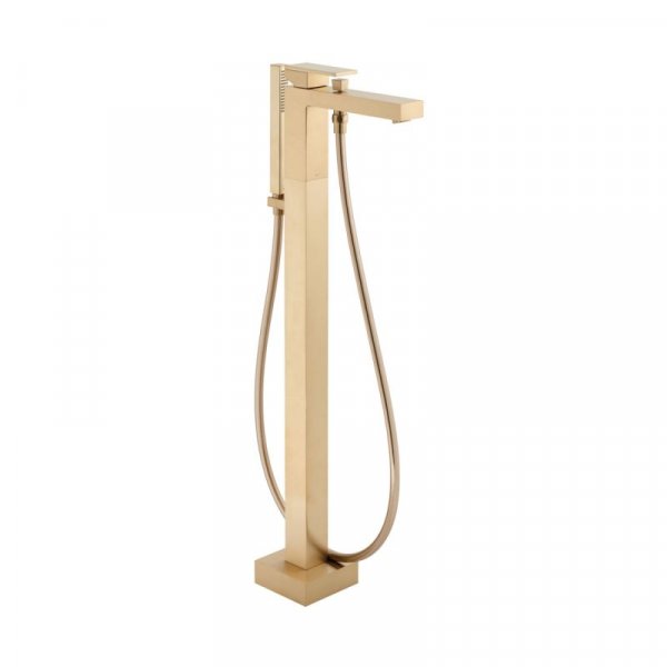 Vado Individual Notion Floor Standing Bath Shower Mixer - Brushed Gold